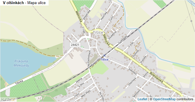 V olšinkách - mapa ulice