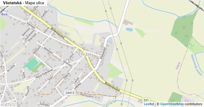Všetatská - mapa ulice