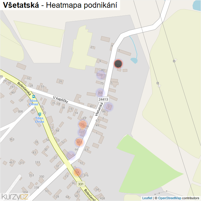 Mapa Všetatská - Firmy v ulici.