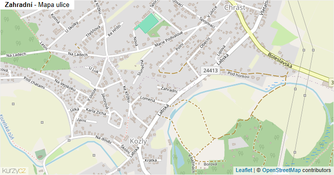 Zahradní - mapa ulice