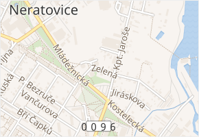 Zelená v obci Tišice - mapa ulice