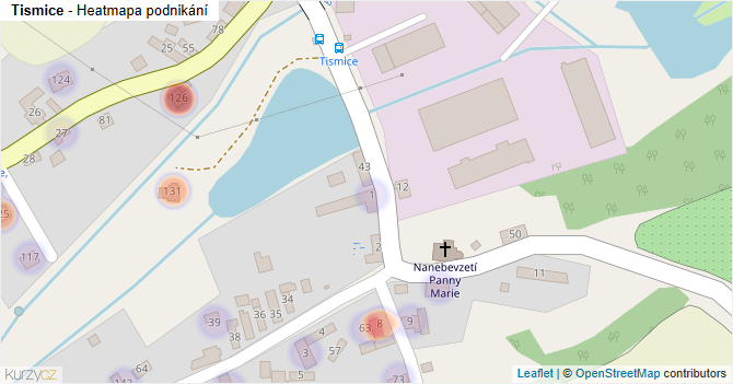 Tismice - mapa podnikání