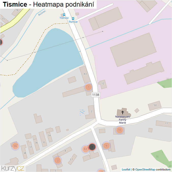 Mapa Tismice - Firmy v obci.