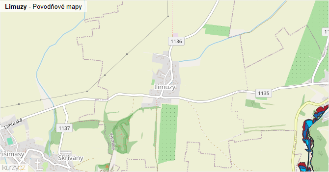 Limuzy - záplavové mapy stoleté vody