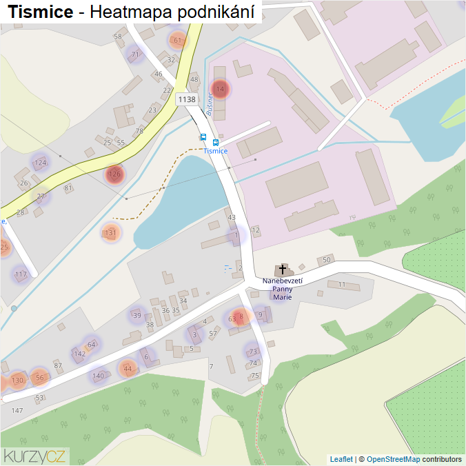 Mapa Tismice - Firmy v části obce.