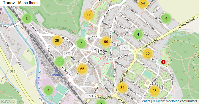 Tišnov - mapa firem