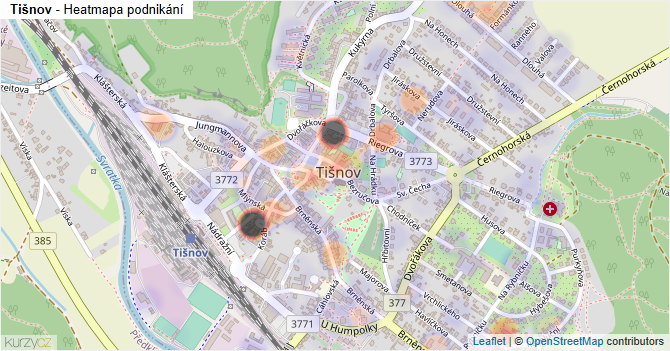 Tišnov - mapa podnikání