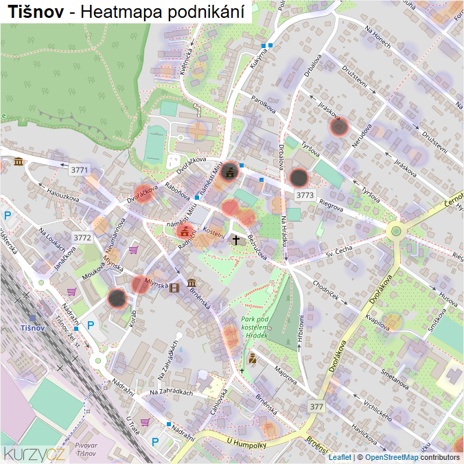 Mapa Tišnov - Firmy v obci.