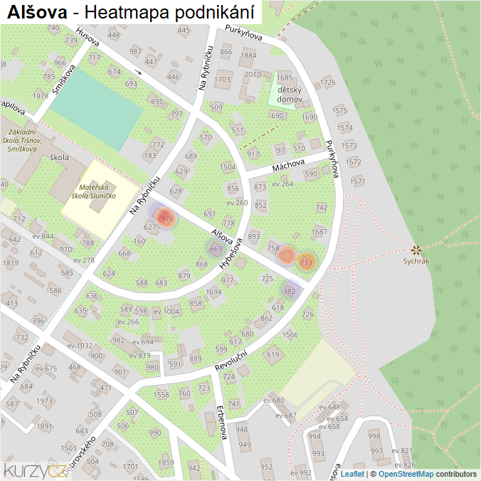 Mapa Alšova - Firmy v ulici.