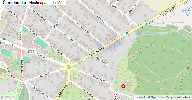 Černohorská - mapa podnikání