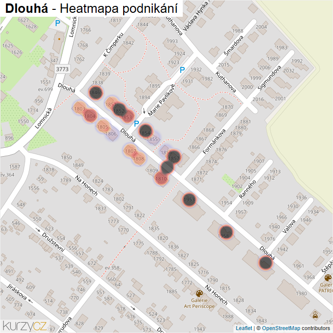 Mapa Dlouhá - Firmy v ulici.