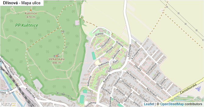 Dřínová - mapa ulice