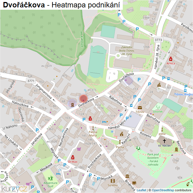 Mapa Dvořáčkova - Firmy v ulici.