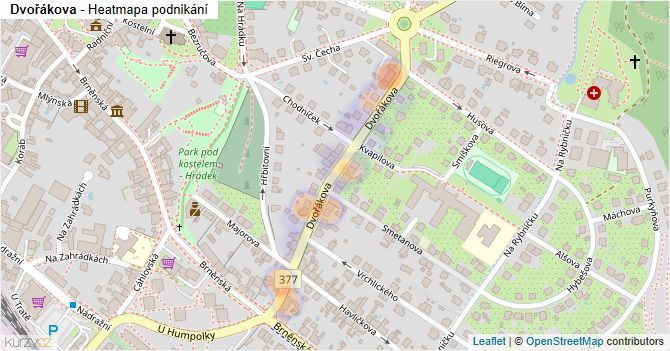 Dvořákova - mapa podnikání