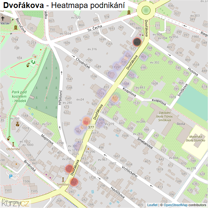 Mapa Dvořákova - Firmy v ulici.
