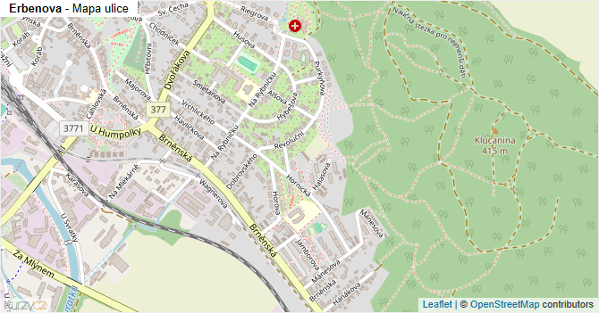 Erbenova - mapa ulice