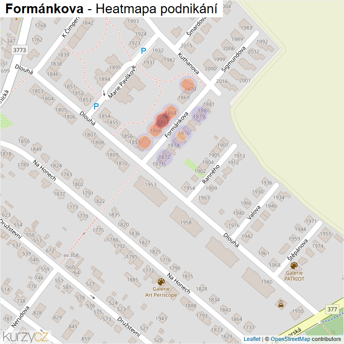 Mapa Formánkova - Firmy v ulici.