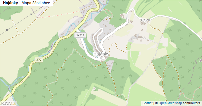 Hajánky - mapa části obce