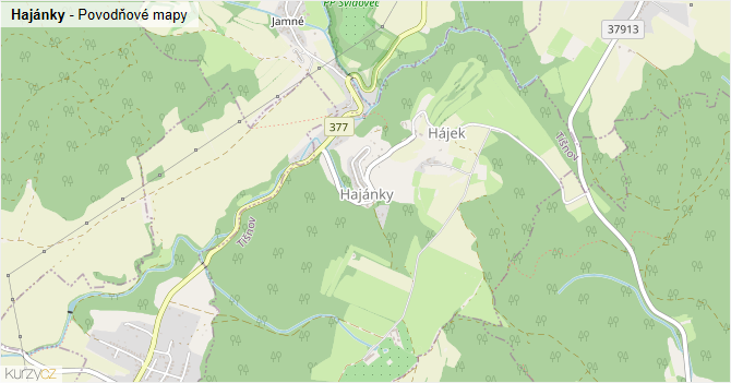 Hajánky - záplavové mapy stoleté vody