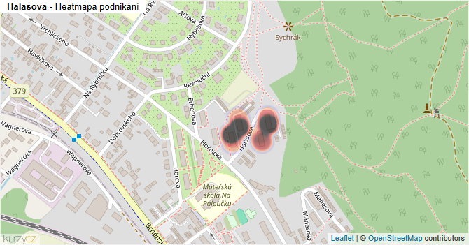 Halasova - mapa podnikání