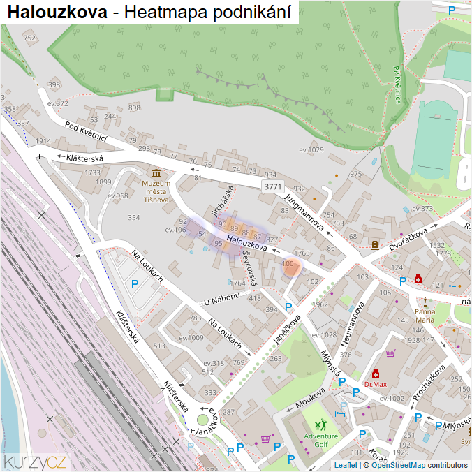 Mapa Halouzkova - Firmy v ulici.