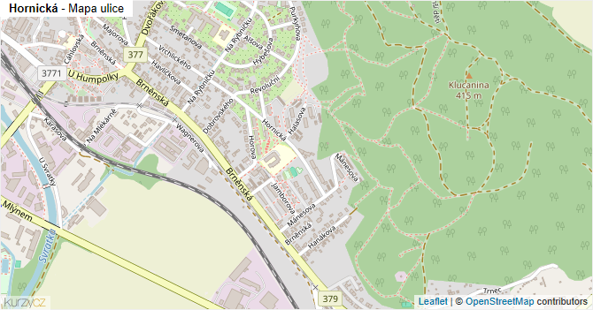 Hornická - mapa ulice