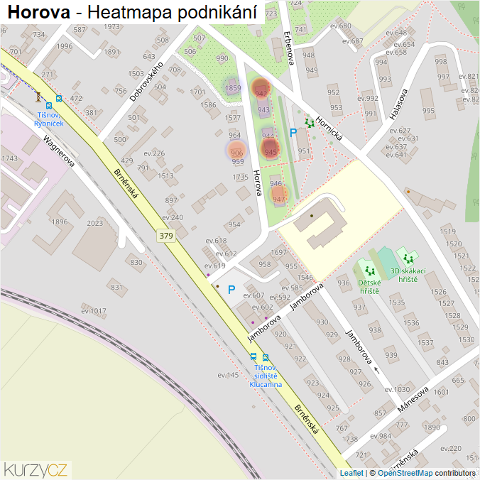 Mapa Horova - Firmy v ulici.
