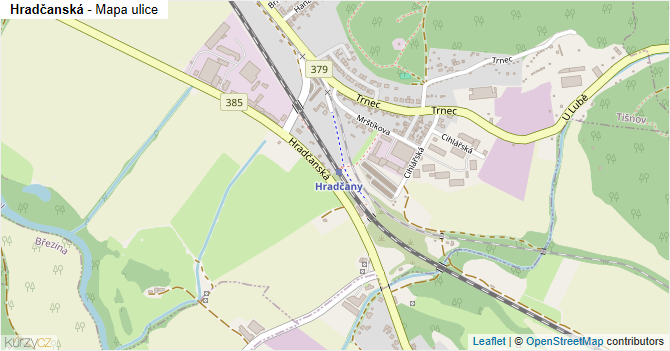 Hradčanská - mapa ulice