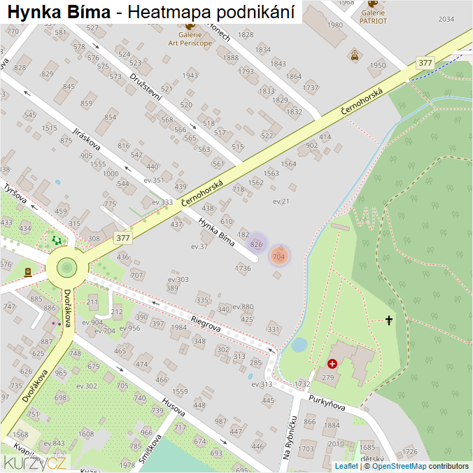 Mapa Hynka Bíma - Firmy v ulici.