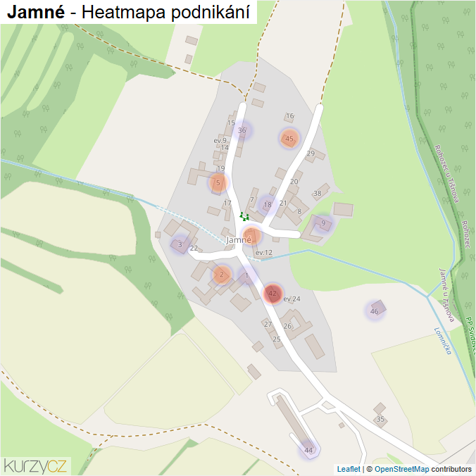 Mapa Jamné - Firmy v části obce.