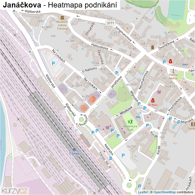 Mapa Janáčkova - Firmy v ulici.