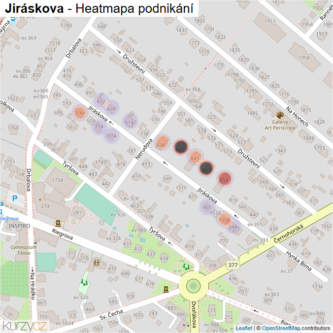 Mapa Jiráskova - Firmy v ulici.