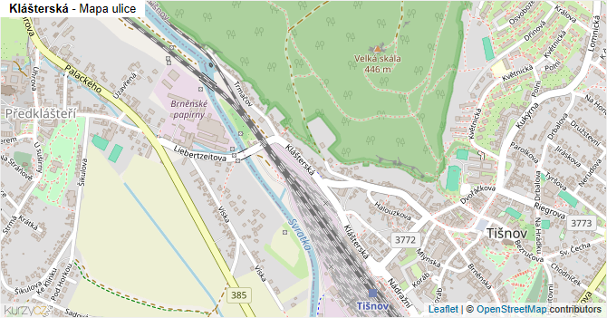 Klášterská - mapa ulice