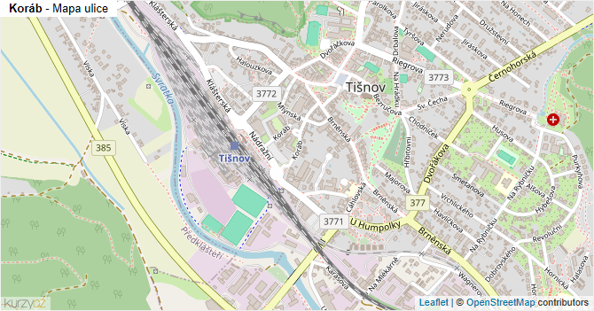Koráb - mapa ulice