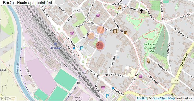 Koráb - mapa podnikání