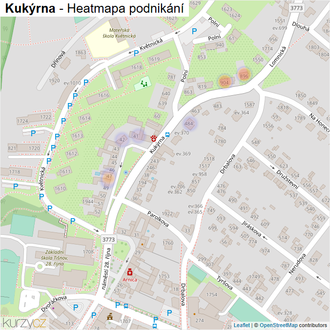 Mapa Kukýrna - Firmy v ulici.
