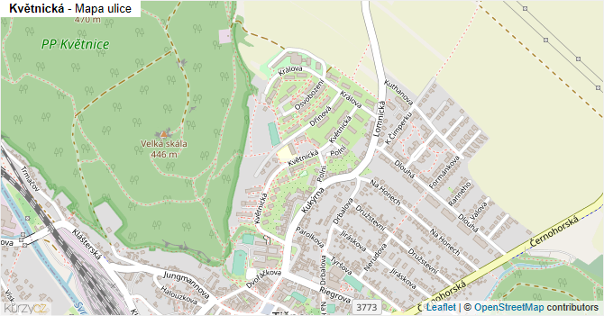 Květnická - mapa ulice