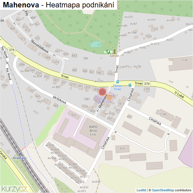 Mapa Mahenova - Firmy v ulici.