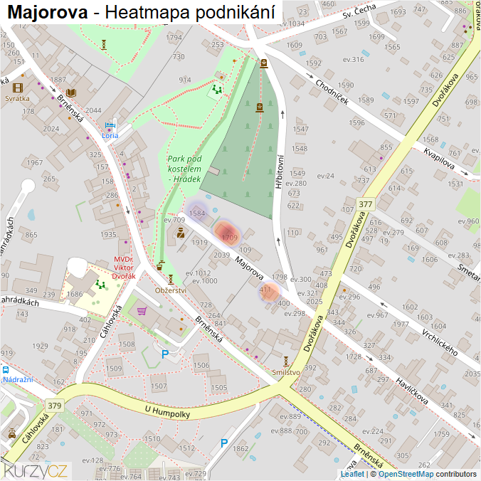 Mapa Majorova - Firmy v ulici.