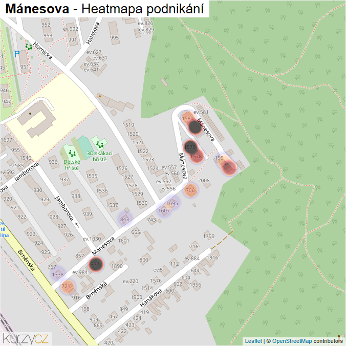 Mapa Mánesova - Firmy v ulici.