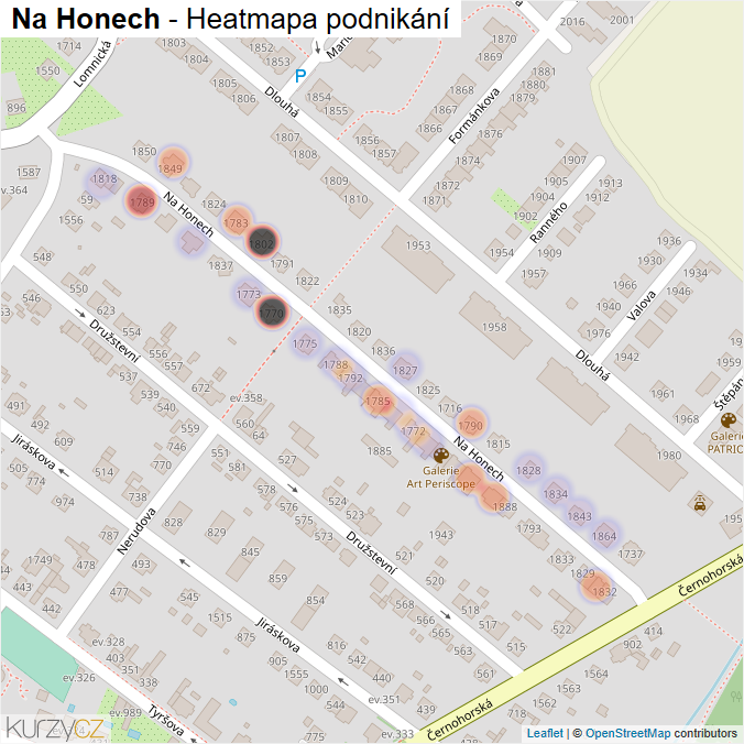 Mapa Na Honech - Firmy v ulici.