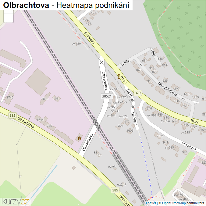 Mapa Olbrachtova - Firmy v ulici.