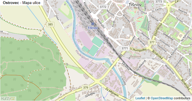 Ostrovec - mapa ulice
