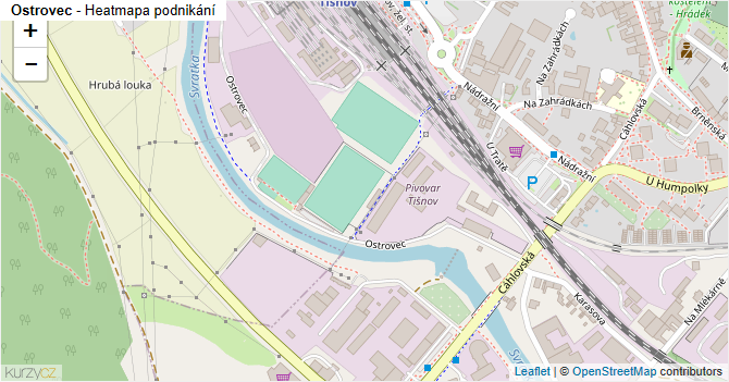 Ostrovec - mapa podnikání