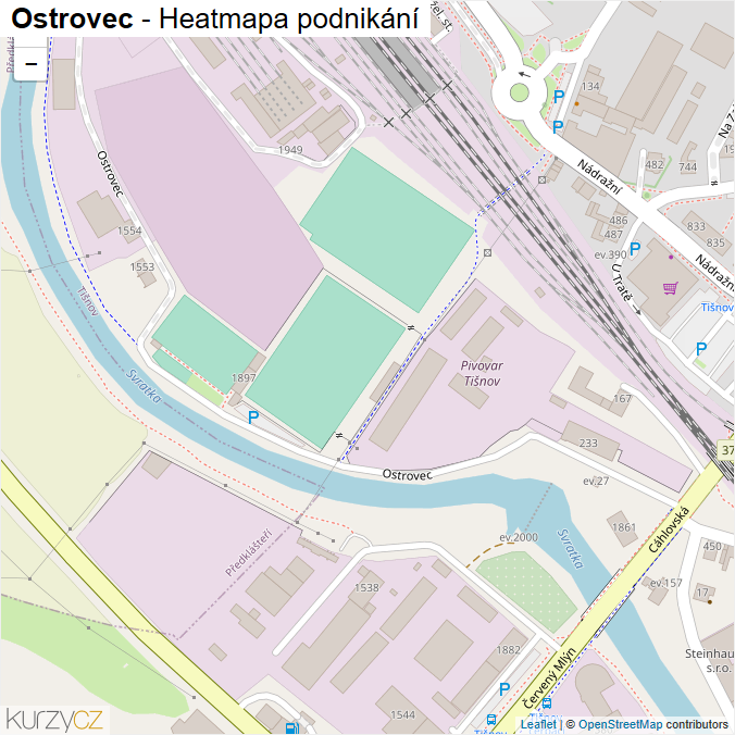 Mapa Ostrovec - Firmy v ulici.