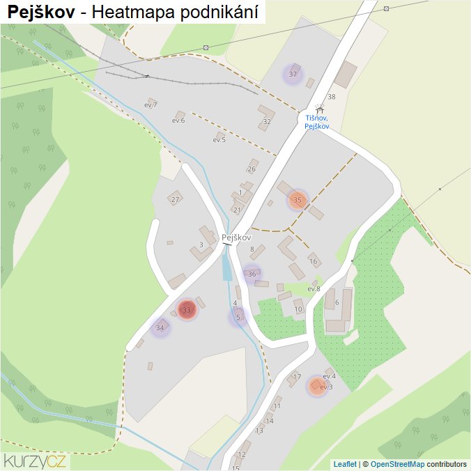 Mapa Pejškov - Firmy v části obce.
