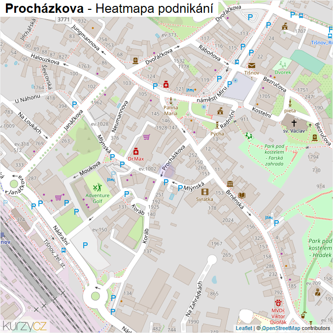 Mapa Procházkova - Firmy v ulici.