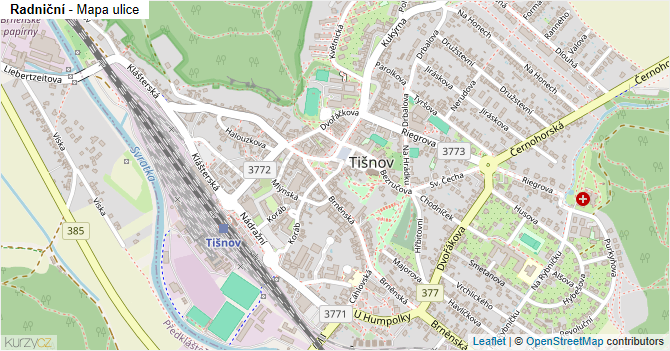 Radniční - mapa ulice