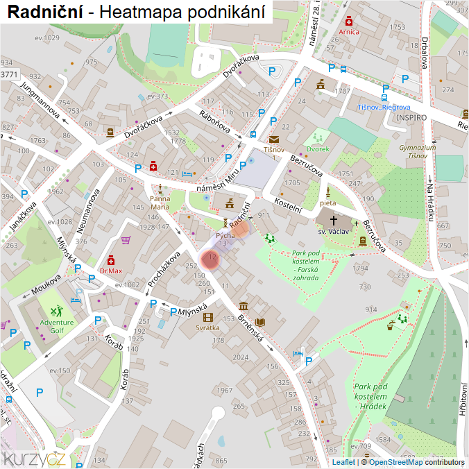 Mapa Radniční - Firmy v ulici.