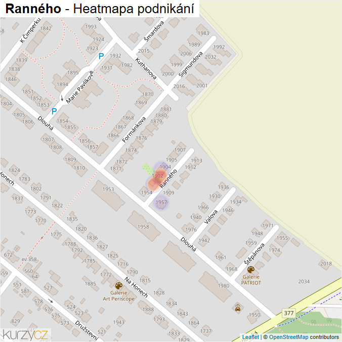 Mapa Ranného - Firmy v ulici.
